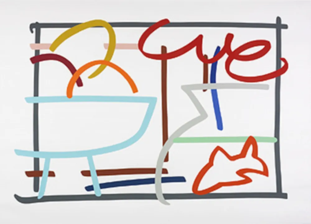 Serigrafia Wesselmann - Fast sketch Still life with fruit & goldfish