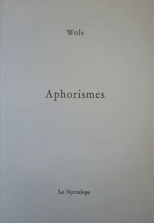 Libro Illustrato Wols - Aphorismes