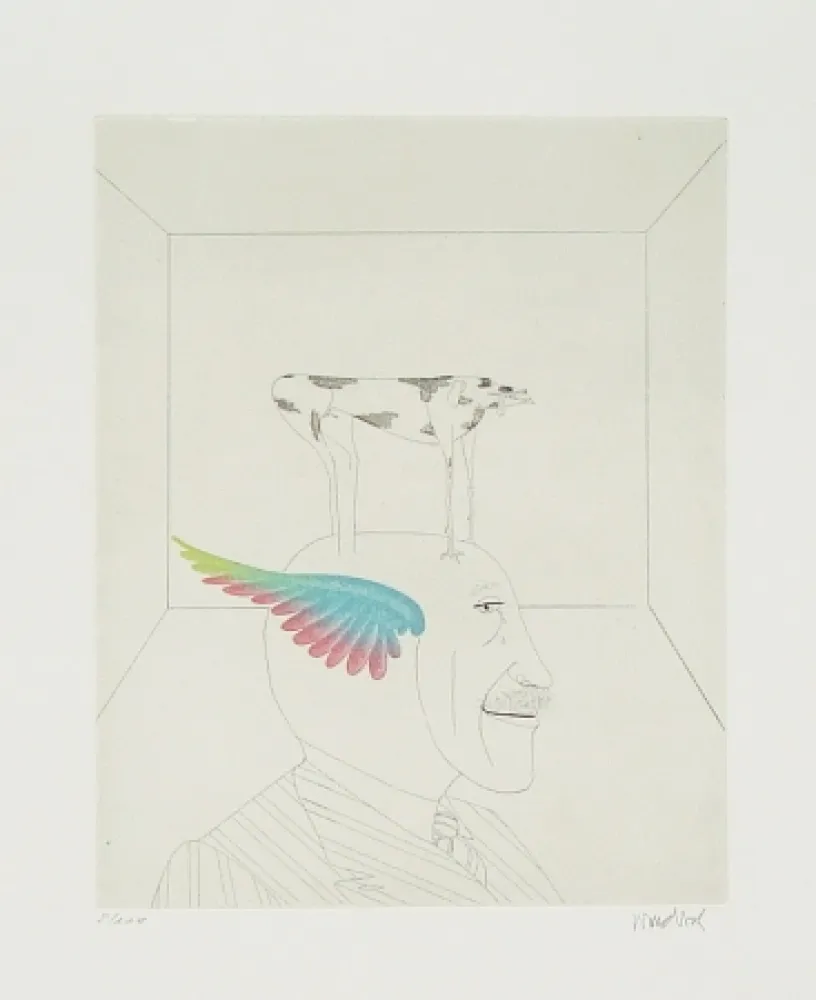 Acquaforte E Acquatinta Wunderlich - Autoportrait au chien