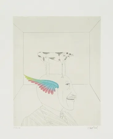 Acquaforte E Acquatinta Wunderlich - Autoportrait au chien