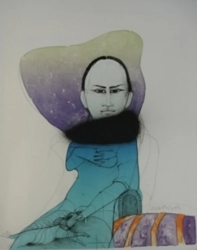 Litografia Wunderlich - Belle au chien