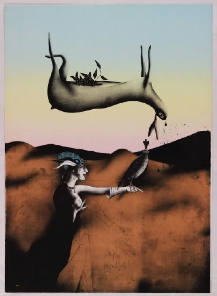 Litografia Wunderlich - Poésie de la chasse italienne