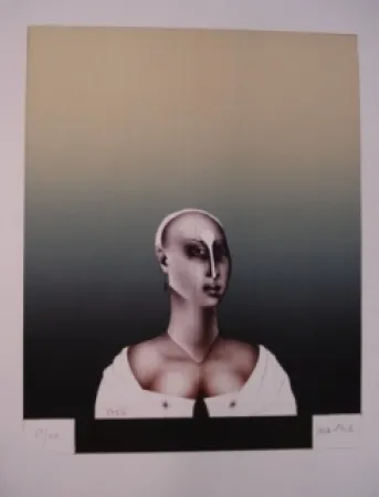 Litografia Wunderlich - Portrait d'une dame