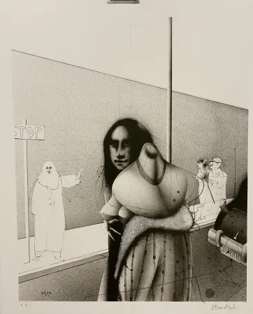 Litografia Wunderlich - Strassenszene