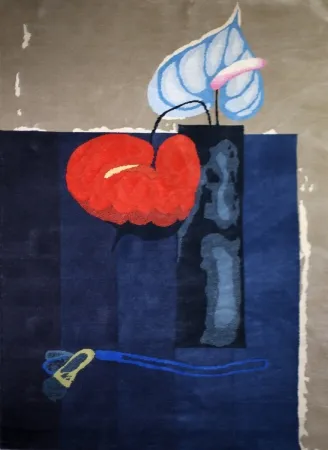 Multiplo Wunderlich - Vase mit zwei Anturien (TAPESTRY / TEPPICH)