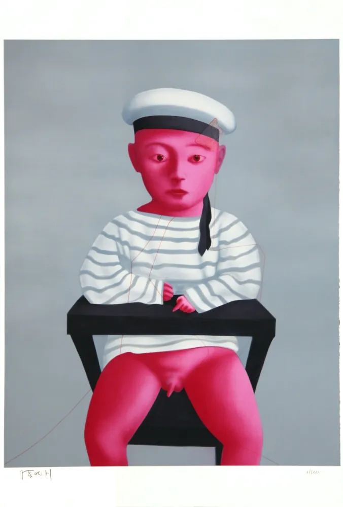 Linoincisione Xiaogang - Baby in a Sailor Suit - Planche No. 18