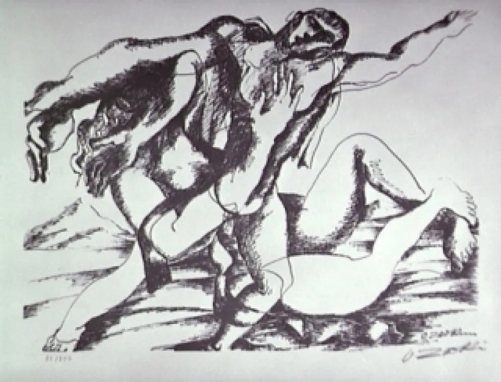 Litografia Zadkine - Combat avec l'Amazone Hippolyte