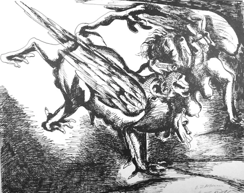 Litografia Zadkine - Combat avec l'hydre de Lerne