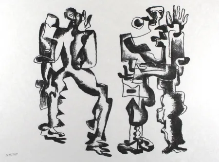 Litografia Zadkine - Deux figures