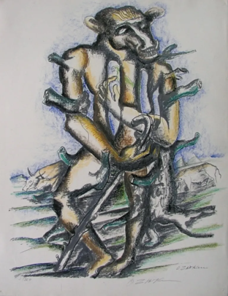 Litografia Zadkine - Gerion