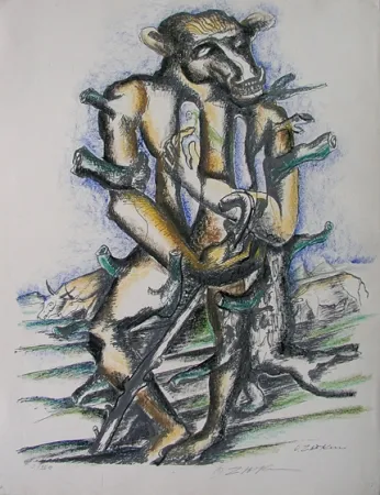 Litografia Zadkine - Gerion