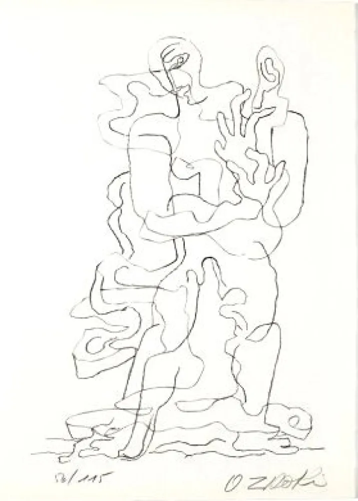 Litografia Zadkine - Jean Cassou: vingt-deux poèms