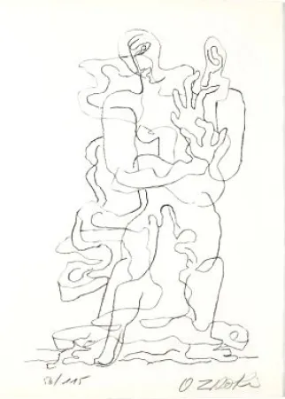Litografia Zadkine - Jean Cassou: vingt-deux poèms