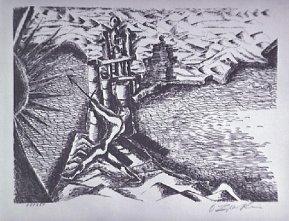 Litografia Zadkine - Les Colonnes d'Hercule