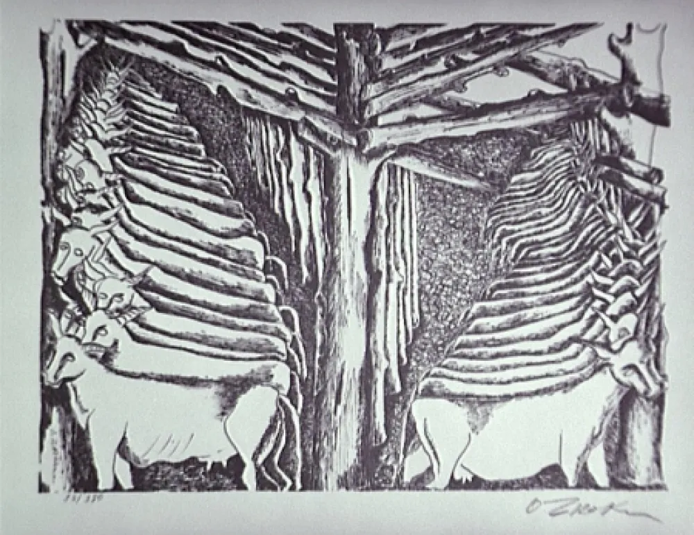 Litografia Zadkine - Les écuries d'Augias