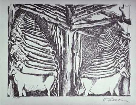 Litografia Zadkine - Les écuries d'Augias