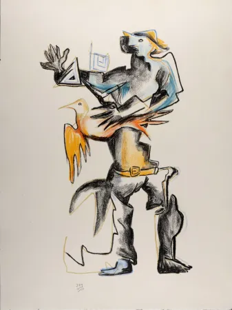 Litografia Zadkine - L'Oiseleur, 1967