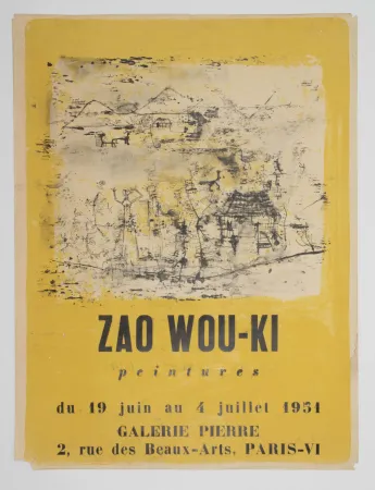 Litografia Zao - PEINTURES. Affiche pour la Galerie Pierre, Paris, 1951.