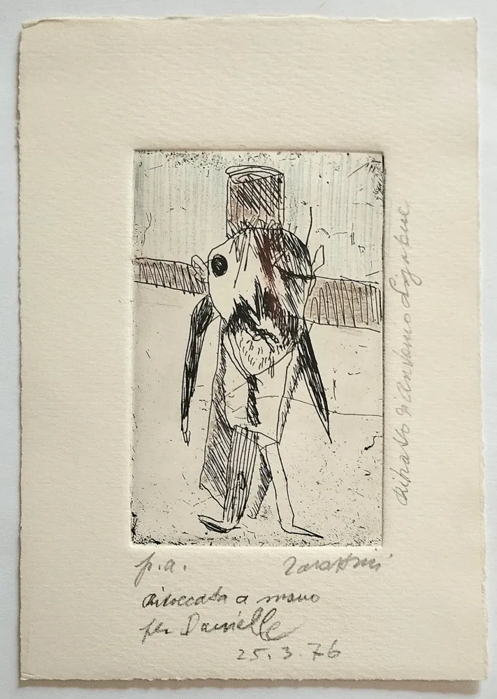 Acquaforte Zavattini - Ritratto di Antonio Ligabue