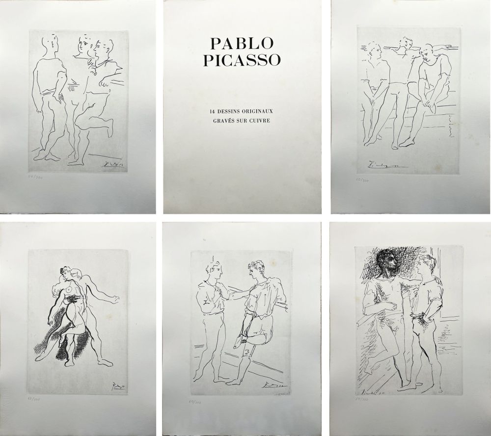 Incisione Picasso - 14 DESSINS DE PICASSO (Grâce et Mouvement) gravés sur cuivre (1943).‎
