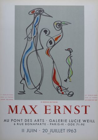 Litografia Ernst - 18 Dessins de poche - Galerie Lucie Weill, 1963