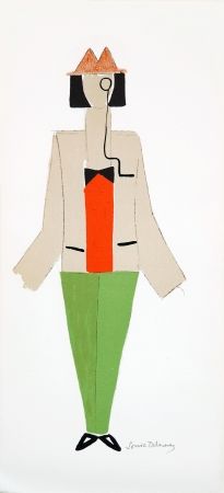 Litografia Delaunay - 1921 costume for Dada party in Paris