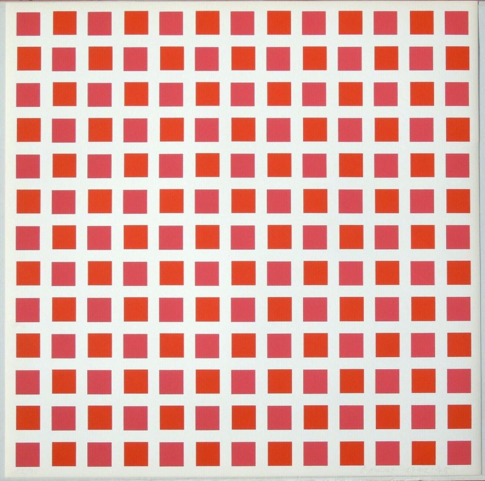 Serigrafia Morellet - 1 carré rouge 1 carré orange