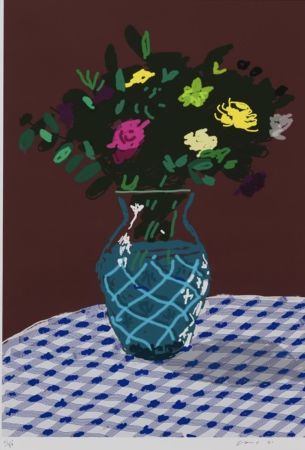 Multiplo Hockney - 21st March 2021, Purple and Yellow Flowers in a Vase