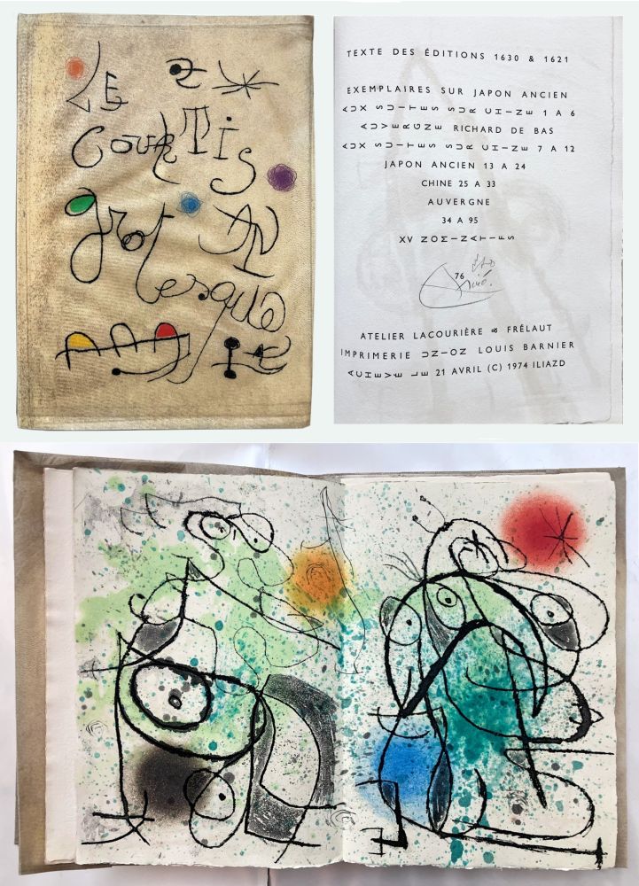 Libro Illustrato Miró - A. de Monluc, ILIAZD et MIRÓ : LE COURTISAN GROTESQUE, avec 15 gravures originales (1974)