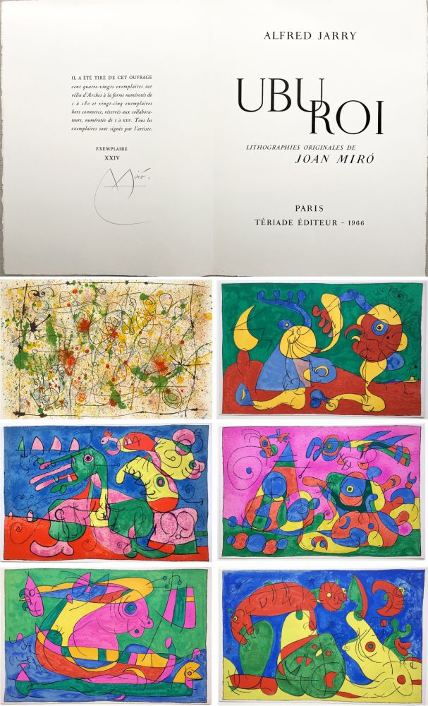 Libro Illustrato Miró - A. Jarry. UBU ROI. 13 Lithographies originales en couleurs (1966)