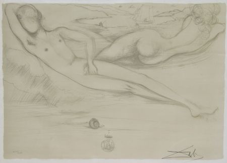 Litografia Dali - A la Plage from the Nudes Suite