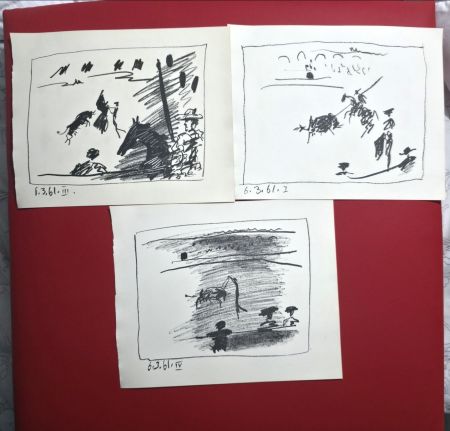 Litografia Picasso - A Los Toros Avec Picasso- 3 plates