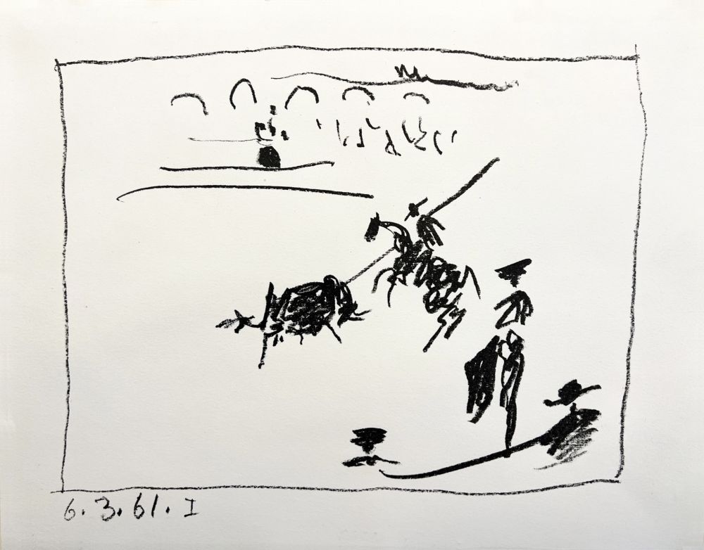 Litografia Picasso - (A los toros) LA PIQUE. Lithographie originale. 1961