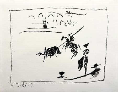 Litografia Picasso - (A los toros) LA PIQUE. Lithographie originale. 1961