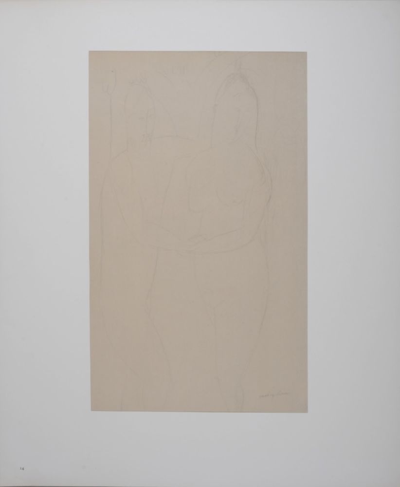 Litografia Modigliani - Adam and Eve