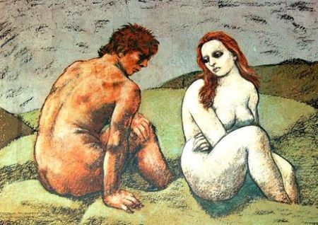 Litografia Messina - Adamo ed Eva