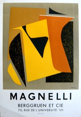 Litografia Magnelli - Affiche exposition galerie Berggruen Mourlot