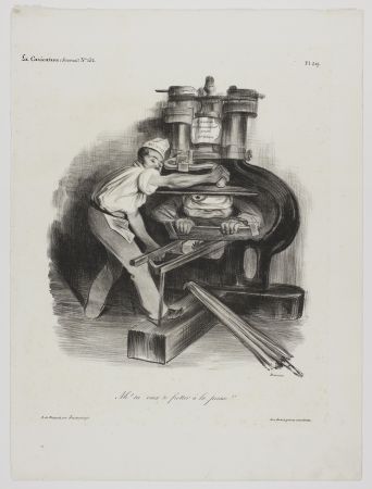 Litografia Daumier - Ah! Tu veux te frotter à la presse!! 