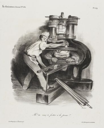 Litografia Daumier - Ah! Tu veux te frotter à la presse!!! (Ah! You want to mess with the press!!)