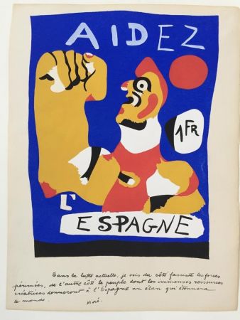 Pochoir Miró - Aidez L' Espagne