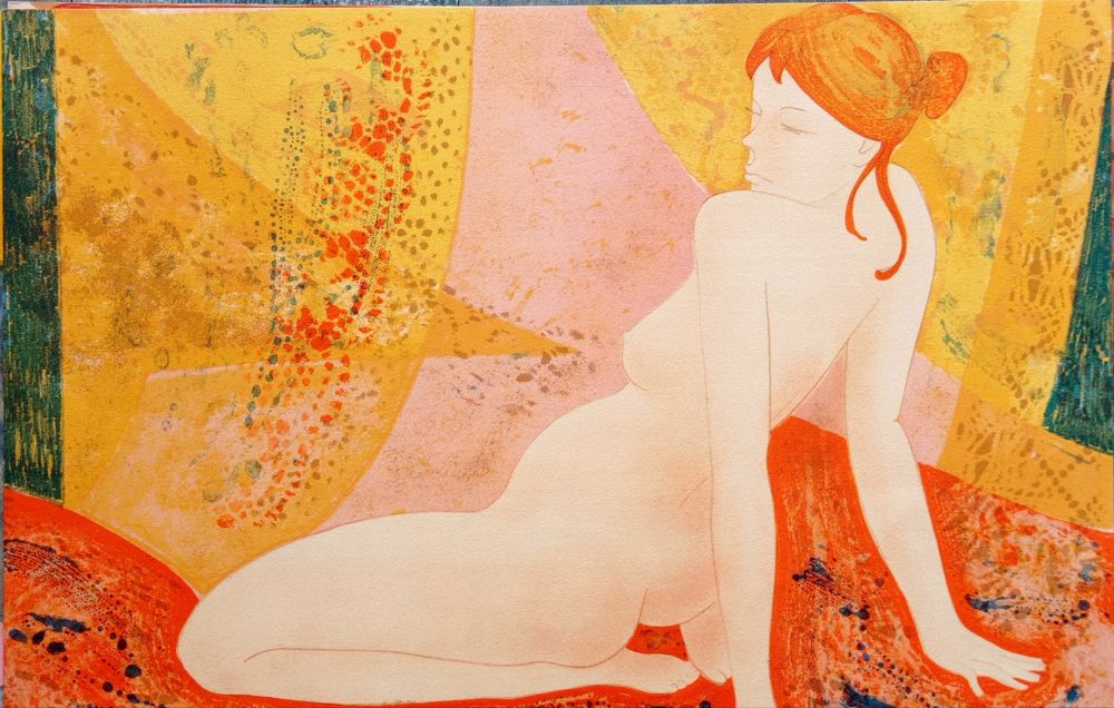 Litografia Bonnefoit - Alain Bonnefoit - Nude, Chromolithograph on Arches paper, Hand signed, cca 70-80's