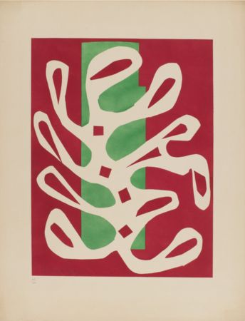 Multiplo Matisse - Algue blanche sur fond rouge et vert Executed