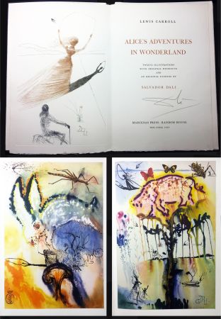 Libro Illustrato Dali - ALICE IN WONDERLAND. 1 eau-forte et 12 bois et héliogravures en couleurs (1969).