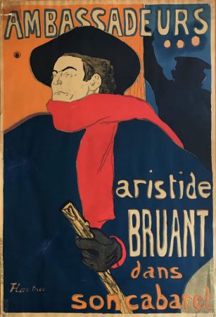 Litografia Toulouse-Lautrec - Ambassadeurs - Aristide Bruant dans son cabaret (création 1892)