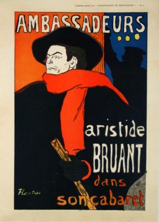 Litografia Toulouse-Lautrec -   Ambassadeurs  Aristide Bruant