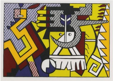 Incisione Su Legno Lichtenstein - American Indian Theme VI