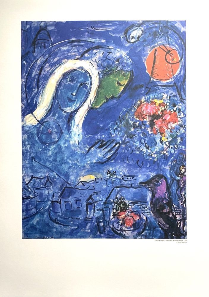 Manifesti Chagall (After) - Amoureux au soleil rouge