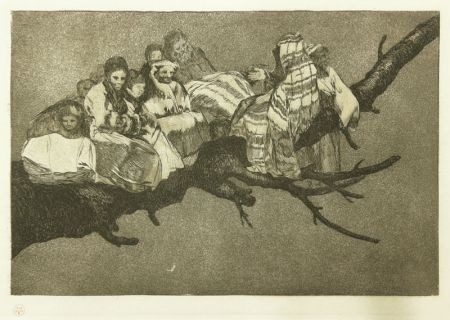 Acquaforte Goya - Andarse Po Las Ramas; Disparate Ridiculo, (plate 3 from Los Proverbios)