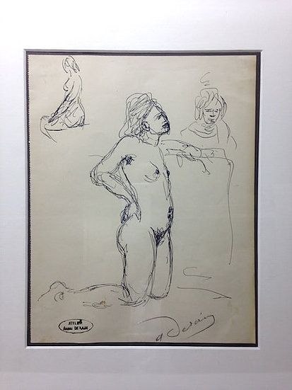 Non Tecnico Derain - André Derain (1880-1954). Etude de nu. Encre sur papier signée.