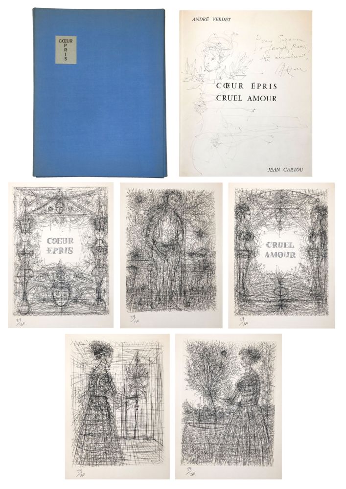 Libro Illustrato Carzou - André VERDET Coeur épris, cruel amour. Pointes sèches originales de Jean Carzou